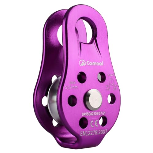 YAPJEB 26kN Climbing Single Pulley, Aluminum Climbing Bearing Pulley CE Certified for for Heavy Duty, Climbing, Zipline, Hauling Outdoor Activity (Purple) - color: 26 kN - Purple