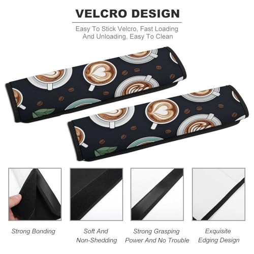 2 Pack Universal Fit Seat Belt Shoulder Pad for Kids, Car Seats Pushchair Strollers High Chair Pushchair, Cute Cafe Latte Art Bean Coffee Shoulder Protector, Anti-Slip Pad - color: Pattern 1207