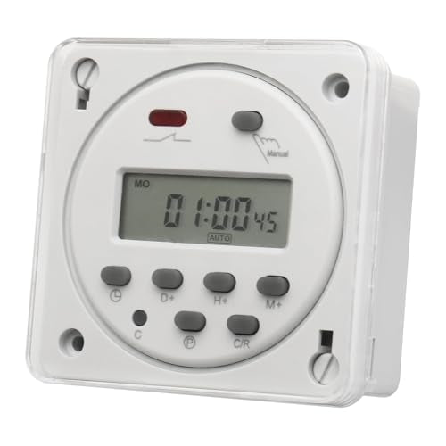 Baomain Time Switch Relay with Waterproof Cover,Digital LCD Programmable Timer,110V AC Input,200-250V 16A Output,28 Programs Daily/Weekly Schedule,CN101A for Lighting and Equipment Control - size: Timer with Cover