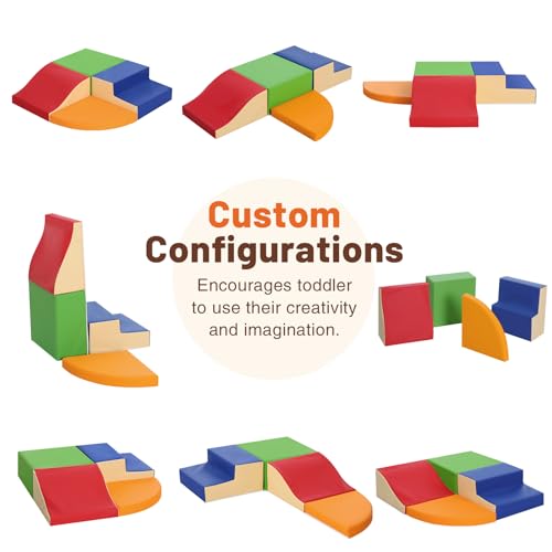 TODIBY 4-Piece Soft PU Leather Toddlers Climbing Toys, Foam Climbing Blocks for Toddlers, Baby Play Set Foam Climb Structures for Toddler 3+, Indoor Crawl Activity Play Gym - style: Classic
