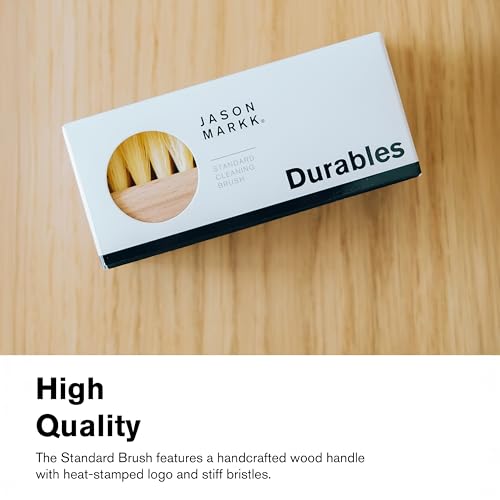 Jason Markk Standard Cleaning Brush - Handcrafted Wood Handle - Synthetic Bristles - Tough on Stubborn Stains & Dirt on Midsoles - Great for All-Around Shoe Cleaning - Works on Most Materials - style: Standard Brush Light Brown