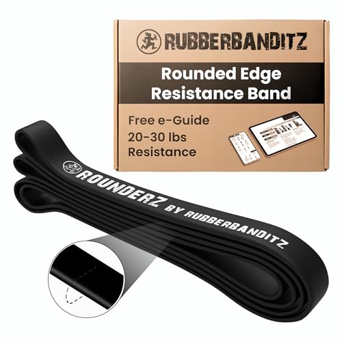 Rubberbanditz Rounded Edge Resistance Band | Compact and Light Weight Exercise Bands | Suitable for All Fitness Levels Users| Travel Friendly Resistance Bands for Working Out - color: Black