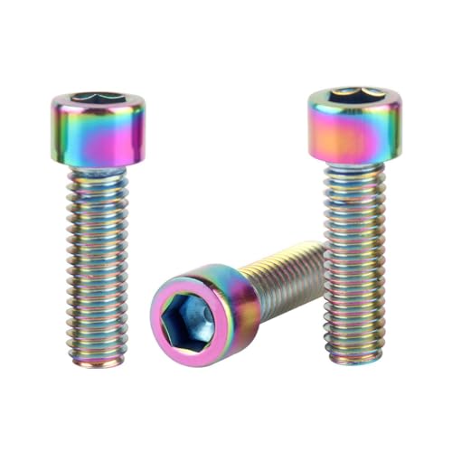 6Pcs Bike Screws M6x10 12 16 18 20 25 30 35mm Stainless Steel Socket Head Cap Allen Hex Bolt (Ranibow, M6 x25mm) - color: Ranibow, size: M6 x25mm