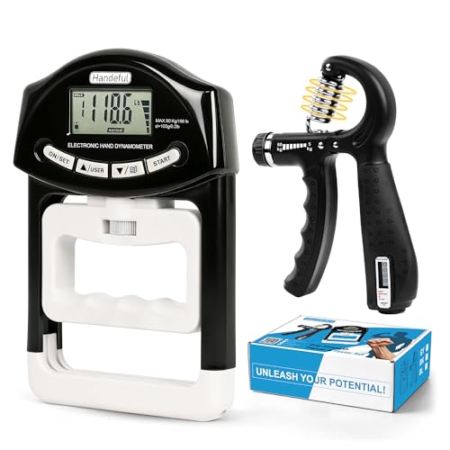 Grip Strength Tester Trainer - Dynamometer Handgrip Measurer Meter, Handheld Strengthener Exerciser for Sports, School, and Home Use
