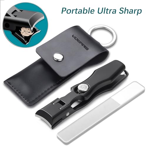 Nail Clippers with Wide Jaw, Safety Lock & Clippings Catcher, Great for Men Seniors Thick Toenails & Fingernail, No Splash Heavy Duty Stainless Steel Sharp Nail Cutter for Women, Black - color: Black