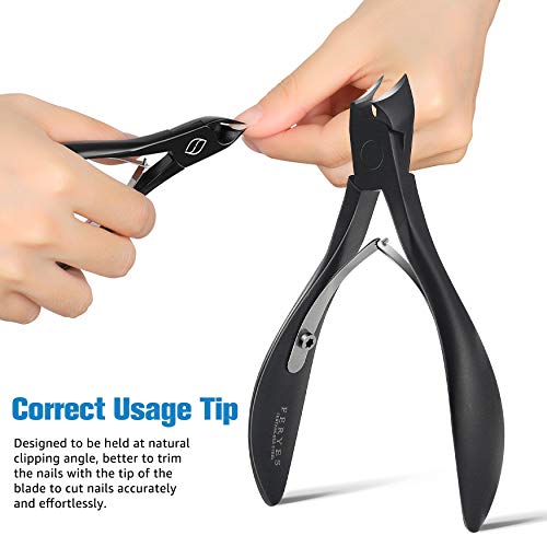FERYES Precision Toenail Clipper for Thick or Ingrown Toenails, 4R13 Stainless Steel Nail Cutter, Manicure Pedicure Clipper - Black - color: Black