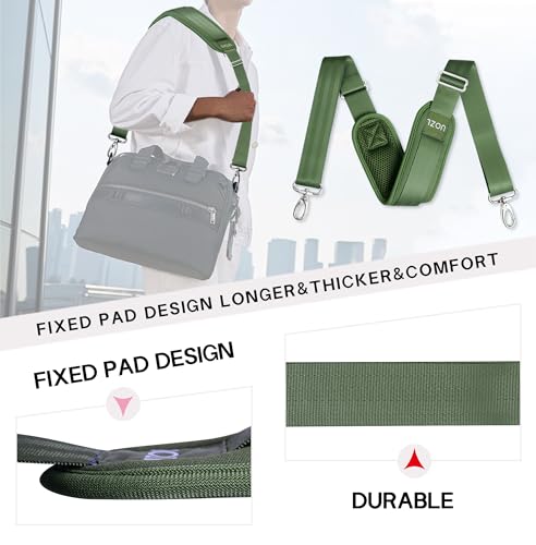 59 Inch Shoulder Straps, Soft with Ultra-Thick Fixed Shoulder Pad, Two Way Independently Adjustable Buckle Replacement Straps for Laptop Bag Messenger Bag Tool Bag Luggage,Green - color: Green, size: 59 inch