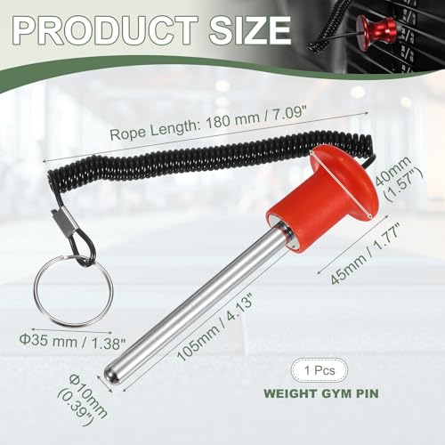 Gym Pin Weight Stack Pin Strength Training Lifting Equipment Replacement with Pull Rope Fitting for Club - color: Red, size: 0.4 x 4.1 Inch