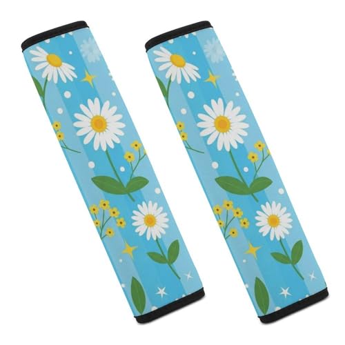 2 Pack Daisy Flowers Seat Belt Cover Universal Fit Seat Belt Cushion for Kids, Stroller Pushchair High Chair, Neck and Shoulder Support - color: Pattern 989
