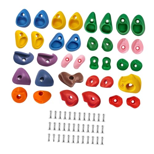 36x Rock Climbing Wall Holds Set, PP Climbing Grips with Screws, Easy Install Training Equipment for Kids Indoor/Outdoor Backyard Gym, Multi Size 7-14.5cm (2.76-5.71 inch)