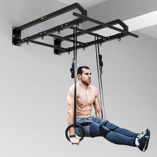 Wall Mounted Large Depth Single and Double Bar Pull-Up Climbing Frame, Exercise Children's Swing Ring Frame, Multi-Functional Strength, Load-Bearing 300 Kg