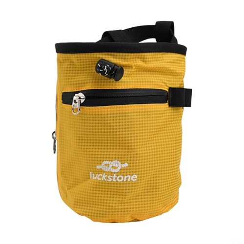 FABULETTA Climbing Chalk Bag for Rock Climbing, Gymnastics Chalk Pouch with Belt, No Leak Design, Storage Pockets, Adjustable Waist Strap for Bouldering and(Yellow) - size: Yellow