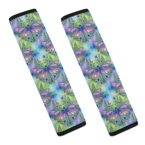 2 Pack Dragonfly Purple Flowers Seat Belt Shoulder Pad Universal Soft and Comfortable Seat Belt Covers Cushion for Kids, Most Cars, Comfortable Driving - color: Pattern 1219