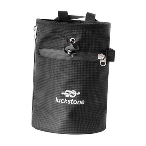 Chalk Bag for Rock Climbing with Adjustable Waist Strap and Storage Compartment, Black
