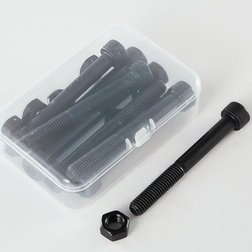 M10-1.5x70 Socket Head Cap Screw and Nut Kit 4set, Grade 12.9 Alloy Steel, Black Oxide Finish, Partially Thread, High Tensile Strength for Automotive, Machinery & Heavy Duty Use - size: M10x70mm(4 Sets）