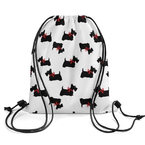 Water Resistant Drawstring Backpack Gym String Bag with Compartment for Yoga Swimming Beach Sports Unisex, Scottie Dog Funny Pattern Bags - color: Picture (35)