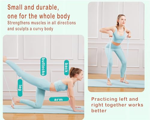 Figure 8 Resistance Band, Arm Back Shoulder Exercise Elastic Rope Stretch Fitness Band, Foot, Leg, Hand Stretcher, Arm Exerciser for Yoga Pilates Stretching Physical Therapy, Home Gym Workout - color: pink