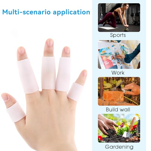 20 Pcs Finger Sleeves Protectors Silicone Finger Sleeve Gel Finger Sleeve Protectors Finger Covers Cushions and Protects Rubber Finger Shields Provide Relief forCracked Finger - color: White