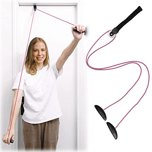 Shoulder Pulley Over The Door Physical Therapy System | Over-the-door exercise pulley designed for shoulder physical therapy exercises. - color: Pink