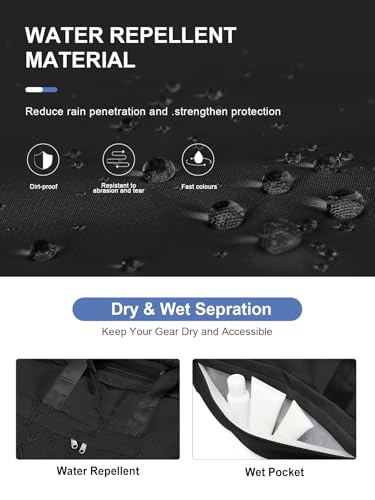 Gym Bag for Women Men, Sport Duffel Bag with Toiletry Bag & Shoe Compartment,Waterproof Travel Weekender Overnight Carry on Bag for Yoga with Trolley Sleeve, Black Set - color: A-Black Set