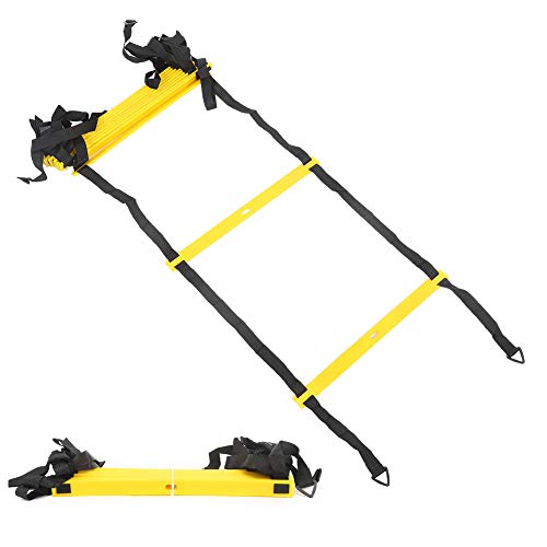 12 Rungs Agility Ladder, Training Equipment with Adjustable Rungs Spacing 43CM Fixed Design Mesh Carry Bag for Football Soccer Warm Up Exercise Speed Coordination