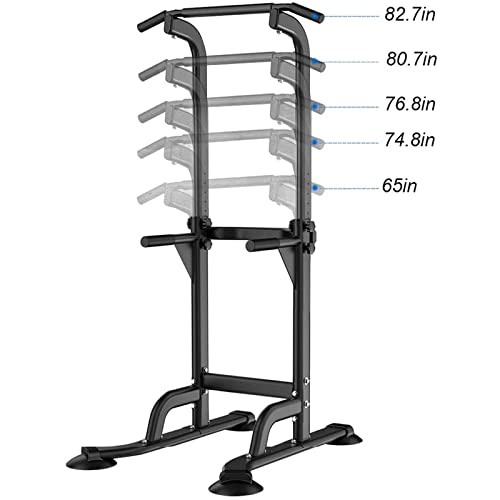 SogesHome Pull Up Station Dip Station Dip Stand Power Tower Adjustable Height Multi-Functional Home Strength Training Fitness Workout Station