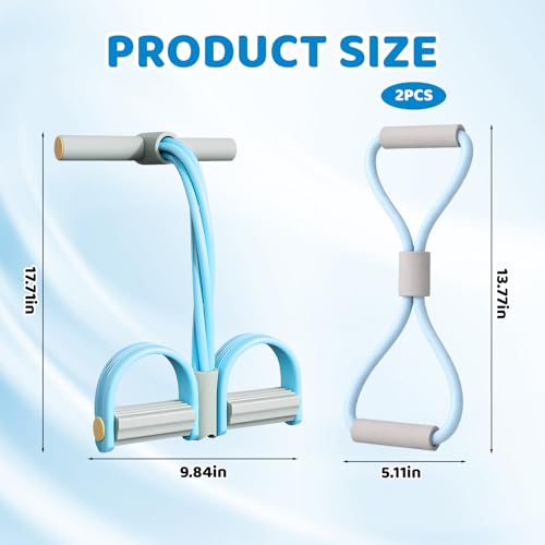 Pedal Resistance Band with Handle, 2-Pack Resistance Bands for Working Out, Portable Full-Body Training Equipment, Low-Impact Rehabilitation Exercise Bands with 6-Tube Pedal and Handles
