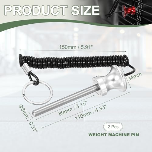 Weight Stack Pin, Weight Gym Pin Strength Training Equipment Replacement with Pull Rope for Commercial Home - color: Silver, size: 0.3 x 3.1 Inch
