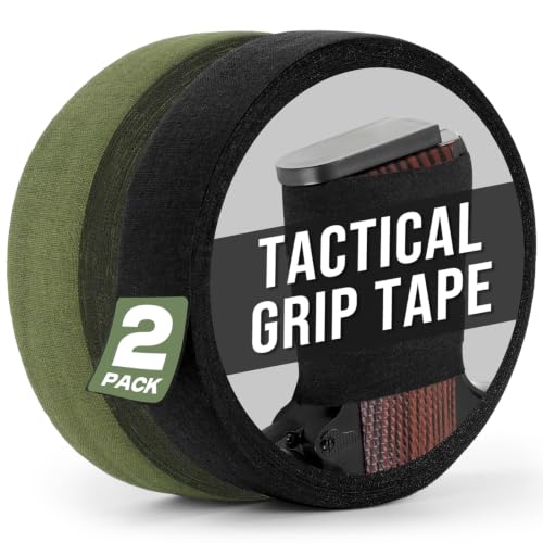 Gun Grip Tape, 1 in x 82 FT Goon Tactical Tape for Guns, Handgun, Pistol, Firearm, Rifle, Hockey, Bats, Baseball - Non-Slip, Non-Reflective Gun Tape Cotton & Synthetic Blend (Black & Green)