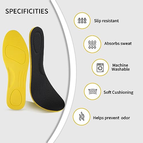 5 Pairs Shoes Insoles for Men Women Work,Elastic Shock Absorbing Breathable Shoe Insoles,for Boot Sneakers Hiking Replacement Insoles (XL [US M:10.5-12/W:12-15])