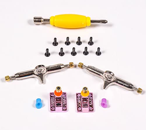 Fingerboard Trucks with Upgraded Urethane Bushings and Pivot Cup,34mm 32mm Width,Normal Kingpin (Pink, 34mm) - color: Pink, size: 34mm