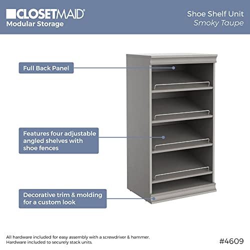 ClosetMaid Modular Storage Shelf Unit with Angled Shoe Shelves, Taupe - color: Taupe