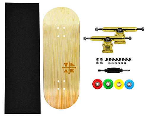 Teak Tuning 34mm Pro Fingerboard Complete - Fully Assembled with Pro Level Components - Pro Shaped Wooden Deck (34x97mm), UltraSpin Bearing Wheels, Prodigy Gen2 Trucks - Firework - style: Modern