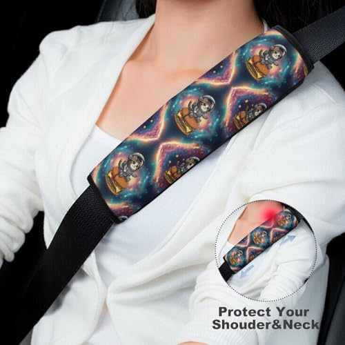 2PCS Funny Cat Hamburger Space Car Seat Straps Shoulder Pads Soft Padded Seat Belt Cushion for Adult Use, Car Seats Pushchair Strollers High Chair Pushchair, Anti-Slip Pad - color: Pattern 170