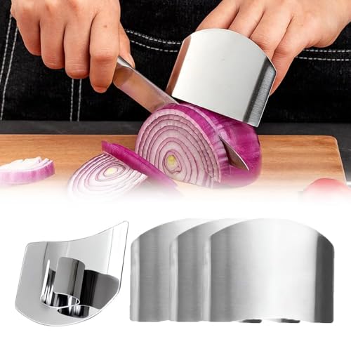 Promifun Finger Guards for Cutting, 4 Pcs Stainless Steel Finger Protector for Cutting Food, Knife Guard, Chopping Protector for Dicing and Slicing in Kitchens