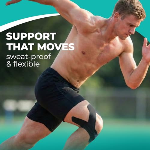Kinesiology Tape Bulk Roll 114ft - Athletic Sports Tape, Black | Elastic Waterproof, Athletic Support & Joint Protection, Uncut for Wrist, Knee, Shoulder, Back, Foot, Skin-Friendly - color: Black