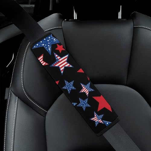 1 Pair Universal Soft and Comfortable Seat Belt Shoulder Pad for Adult Use, Stroller Pushchair High Chair, American Patriotic Stars Flag Neck Strap Covers, Anti-Slip Pad - color: Pattern 961