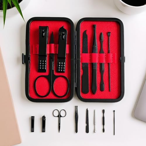 7-Piece Manicure and Grooming Set with Travel Case, Compact Nail Care Tools for Home and On-The-Go Sets