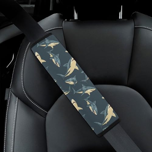 2PCS Soft Padded Car Seat Straps Shoulder Pads for Adult Use, Most Cars, Camouflage Sharks Shoulder Protector, Shock Absorption - color: Pattern 963