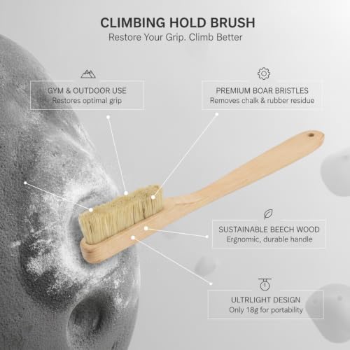 Climbing Hold Brush with Boar Bristles and Beech Wood Handle for Gym and Outdoor Use (1 PC)