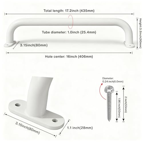 17 Inch White Indoor Monkey Bars Ladders Playground Handles 6 Pack | Heavy Duty Solid Metal, Non-Slip Matte Powder Coated, Comfy Secure Handle Bar, Outdoor Playset Climbing Frame Jungle Gym - color: White