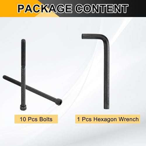 PATIKIL 1/4"-20 x 4 Socket Head Cap Screws Bolts, 10Pcs Carbon Steel Hex Head Metric Screws for Door Road Bicycle Mountain Bike Auto Ship Communication Equipment, Black - size: 1/4"-20 x 4