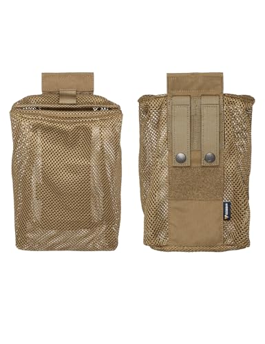 IDOGEAR Tactical Dump Pouch with Adjustable Metal Strip Closure Foldable Mesh Pouches MOLLE Utility Bag Mag Recovery Holster Tactical Belt Vest Backpack Accessories - color: Coyote Brown