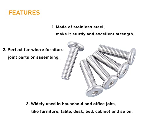 10pcs M6 x 115mm Rivet Countersunk Socket Cap Allen Bolts Rivet Screws Furniture Connecting 304 Stainless Steel - size: 10pcs M6 x 115mm
