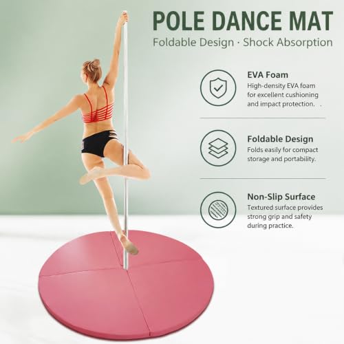 Folding Safety Mat for Home Spinning Round Pole Dance Mat, Round Foldable Aerial Yoga Mat for Pole Dancing, Gymnastics, Aerial Hoop, Simple Maintenance - size: 120*5cm/47.2*2in