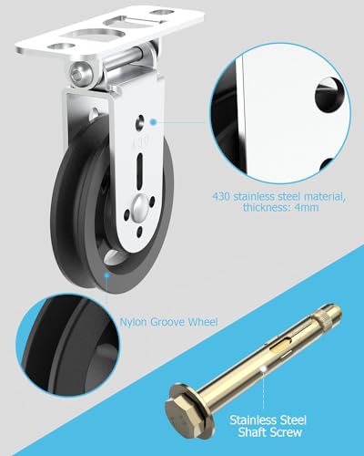 Gym Pulley Blocks, 3.5Inch/88mm Wall Mount Fixed Pulley Wheel, Upgrade Rotation 180 Degree, Load Bearing 300LBS, Heavy Duty Swivel Wheel for LAT System, DIY Fitness - style: Wall-mounted Pulley -1 Pack
