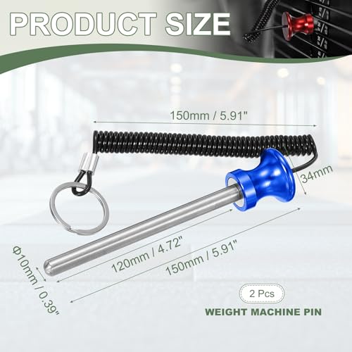 Weight Stack Pin, Weight Gym Pin Strength Training Equipment Replacement with Pull Rope for Commercial Home - color: Blue, size: 0.4 x 4.7 Inch