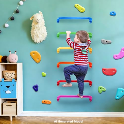 BiJun 17 Inch Monkey Bars Heavy Duty Metal Playground Handles,Green 6 Pack | Indoor Outdoor Ceiling Grab Bars,Anti-Rust Steel,300LBS Capacity,for Backyard Climbing Frame Treehouse Wall Ladder - color: Green-6pcs