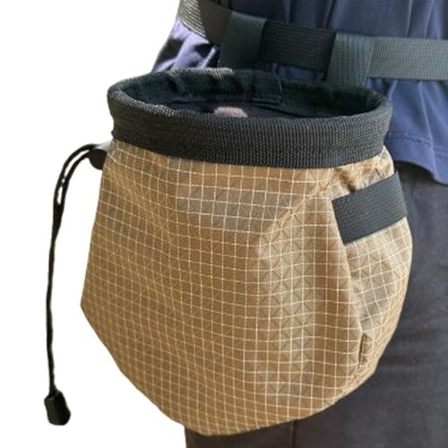 Climbing Chalk Bag with Zipper Pocket Climbing Chalk Bag Pouch with Waist Belt for Bouldering Weightlifting Powerlifting Gym Workout - color: Brown
