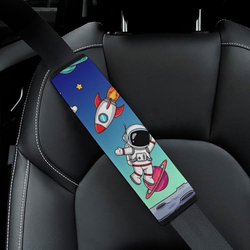 1 Pair Astronaut Space Man Space Rocket Planet Art Car Seat Straps Shoulder Pads Soft Padded Harness Pads Strap for Adult Use, Stroller Pushchair High Chair, Comfortable Driving - color: Pattern 981